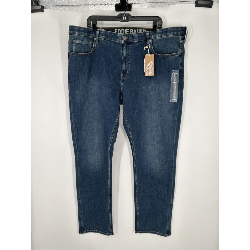 Eddie Bauer Voyager Flex Jeans Mens 44x34 Medium‎ Wash Straight Leg Classic Fit